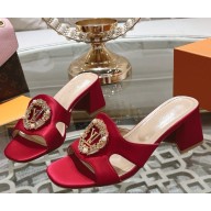 Louis Vuitton Satin Madeleine Slide Mule Sandals 040104 heel 5.5cm 2025
