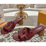 Louis Vuitton 1AGYTP LV Isola Mule burgundy calf leather heel 5.5cm 2025
