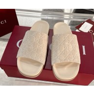 Gucci women/Men slide sandal 834941 Oatmeal GG suede 2025