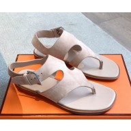 Hermes Karen sandal  in suede calfskin Oatmeal 2025