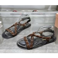 Miu Miu Riviere cord and leather sandals 5X420E brown 2025