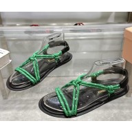 Miu Miu Riviere cord and leather sandals 5X420E green 2025