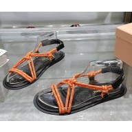 Miu Miu Riviere cord and leather sandals 5X420E orange 2025