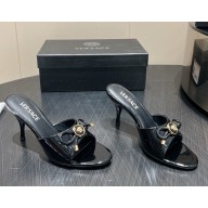 Versace Opera Bow Patent Mules 75 mm black / gold  2025