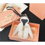 MIU MIU Trick leather keyring 5TL530 Grey 2025