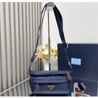 PRADA Re-Nylon and leather shoulder bag 2VH171 Blue/Coffee 2025