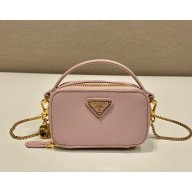 PRADA Saffiano leather mini-pouch 1NR025 Alabaster Pink 2025