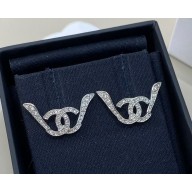 Chanel Stud Earrings Metal & Strass Silver & Crystal ABF761 2025