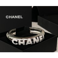 Chanel Cuff Metal & Resin Silver & White ABE822 2025