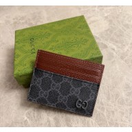Gucci Bi-color card case with GG detail 795230 Beige and ebony GG Supreme canvas 2025