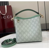 Gucci GG Emblem small bucket bag 815118 Sage green GG Monogram coated fabric 2025