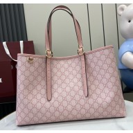 Gucci GG Emblem large tote bag 815213 pink new GG Monogram coated fabric 2025