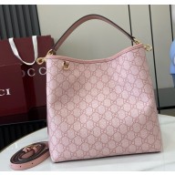 Gucci GG Emblem medium bucket bag 815103 Light pink GG Monogram coated fabric 2025