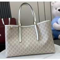 Gucci GG Emblem large tote bag 815213 Beige and white new GG Monogram coated fabric 2025