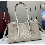 Gucci GG Emblem large tote bag 815214 Beige and white new GG Monogram coated fabric 2025