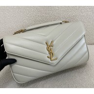 saint laurent loulou medium in matelassé lambskin BLANC VINTAGE 2025 (original quality)
