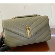 saint laurent loulou medium in matelassé lambskin DARK STRONG MOSS 2025 (original quality)