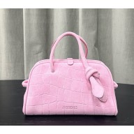 Jacquemus The small Turismo LA CROISIÈRE embossed suede bowling bag light pink 2025