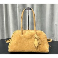 Jacquemus The medium Turismo LA CROISIÈRE embossed suede bowling bag yellow 2025