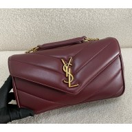 saint laurent loulou small in matelassé lambskin ROUGE CABERNET 2025 (original quality)