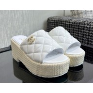 Chanel sandals platform patent leather white 2025