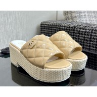 Chanel sandals platform patent leather beige 2025