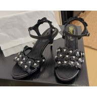Chanel flower Sandals lambskin black 2025