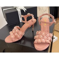 Chanel flower Sandals lambskin pink 2025
