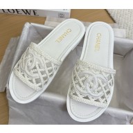 Chanel mules sandals knit with cc logo white 2025
