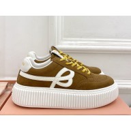 MIU MIU platform sneakers suede dark brown 2025