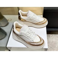 Chloe Nama wedge sneakers calfskin white / gold 2025