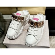 Jimmy Choo Diamond Maxi/crystal White/Pink Nappa Leather Crystal Trainers white/powder pink 2025