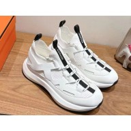 Hermes Katana sneaker in knit and calfskin with graphic cut-out detail blanc 2025