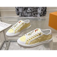 Louis Vuitton women/men LV Lagoon Sneaker 1AGYFW yellow Monogram denim 2025
