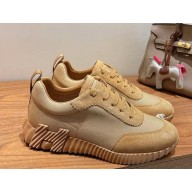 Hermes women/men Bouncing sneaker in cotton canvas and suede goatskin brown 03 2025