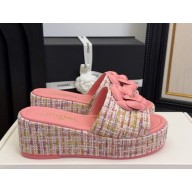 Chanel Camellia mules sandals Tweed pink 2025