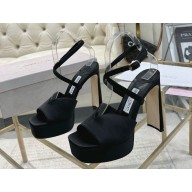 Jimmy Choo heel 13cm platform 3.5cm Karli sandals silk black 2025