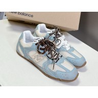 New Balance X Miu Miu 530 SL deco calf leather and mesh sneakers blue 2025