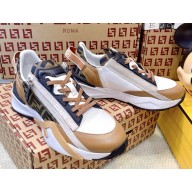 Fendi Flow Sneakers Brown leather and brown FF jacquard running shoes brown 2025 