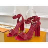 Louis Vuitton 1AGWLJ Silhouette Sandal red Perforated patent calf leather heel 10cm 2025