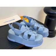 Louis Vuitton 1AGY10  Maya Platform Sandal Light Blue Patent calf leather 2025
