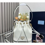Prada leather bucket bag 1BE067 white 2025