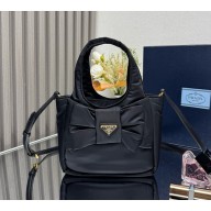 Prada Padded Re-Nylon mini-bag with bow 1BA359 black 2025