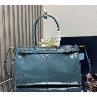 Prada Bonnie large leather handbag 1BA433 Air Force Blue 2025