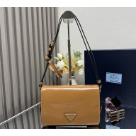 PRADA Leather shoulder bag 1BD082 Caramel 2025