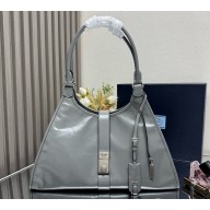 PRADA arge leather tote bag 1BG570 grey 2025