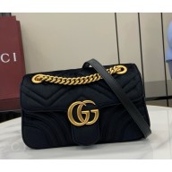 Gucci GG Marmont small shoulder bag 446744 black velvet 2025