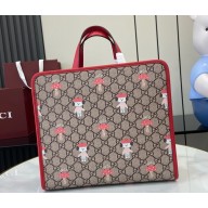 GUCCI Children's printed GG tote bag ‎605614 Beige and dark brown GG Supreme canvas 2025