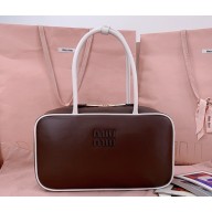 MIU MIU Beau leather bag 5BB172 Briarwood/White 2025