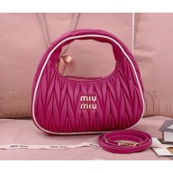 MIU MIU Wander matelassé nappa leather bag 5BC125 Fuchsia/White 2025